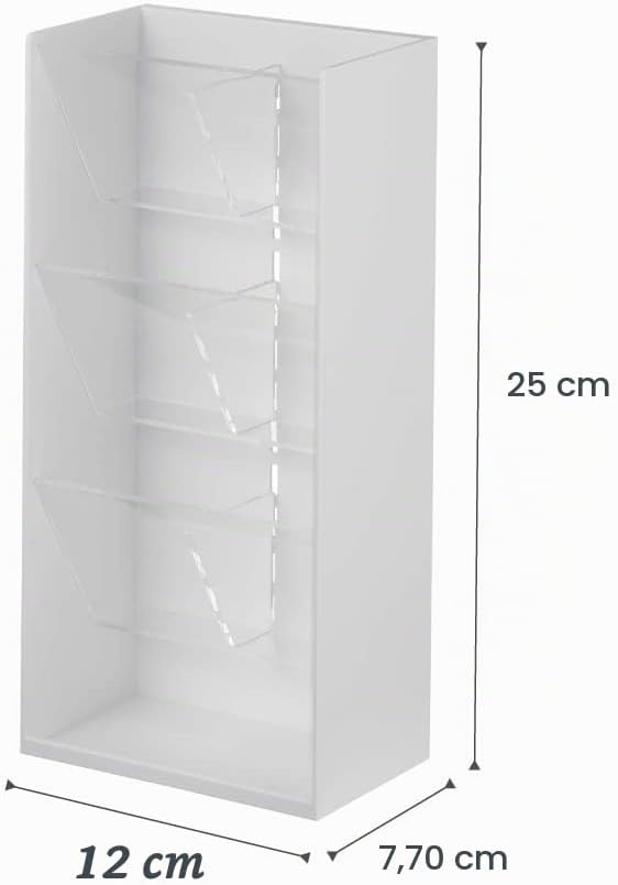 Yamazaki 5603 TOWER Makeup Storage Case, white, ABS Resin/Polycarbonate/Silicone, 12 x 7.7 x 25 cm W