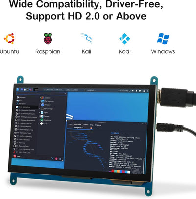 ELECROW Monitor Display Anzeigen IPS Bildschirm-7 Zoll 1024X600 HD TFT LCD mit Touchscreen für Himbe
