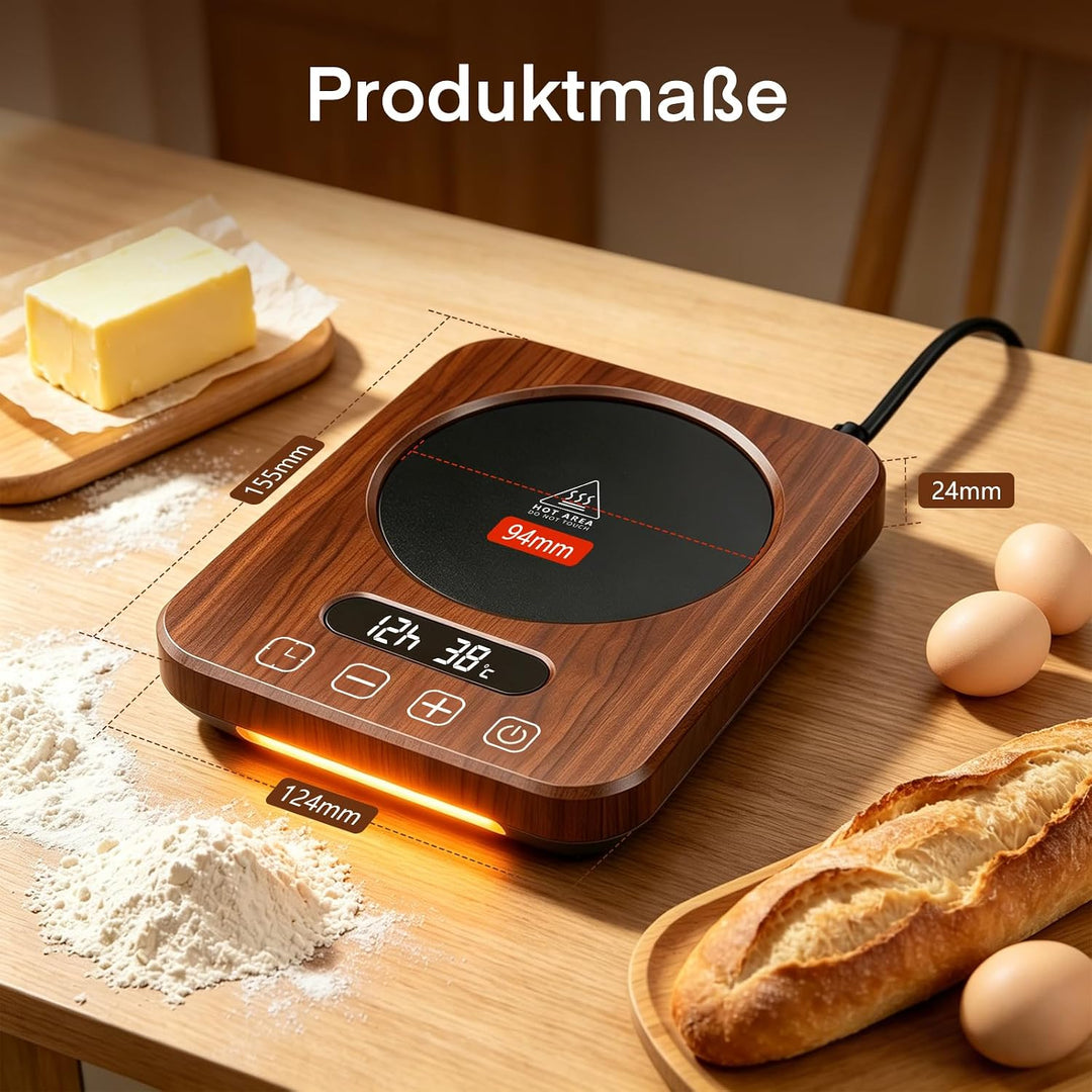 Sauerteigwärmer 21-38℃ Präzise Temperaturregelung, 12H Timer Wärmeplatte mit Speicherfunktion für Br