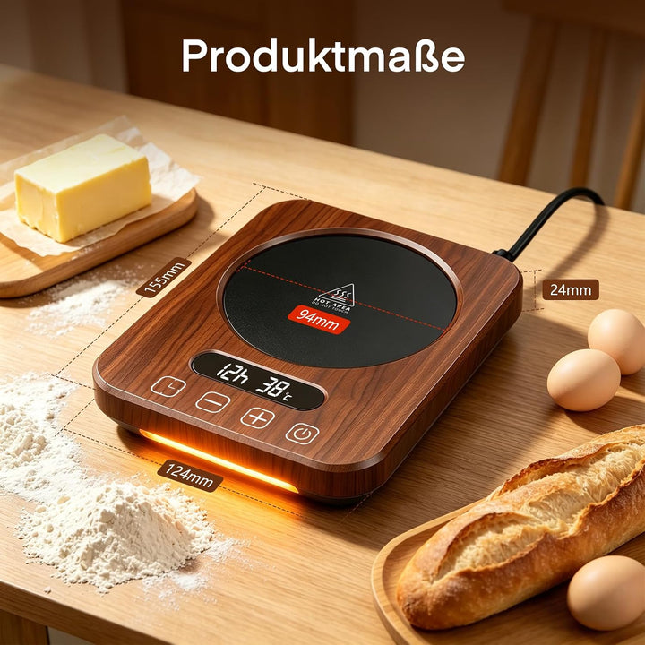 Sauerteigwärmer 21-38℃ Präzise Temperaturregelung, 12H Timer Wärmeplatte mit Speicherfunktion für Br