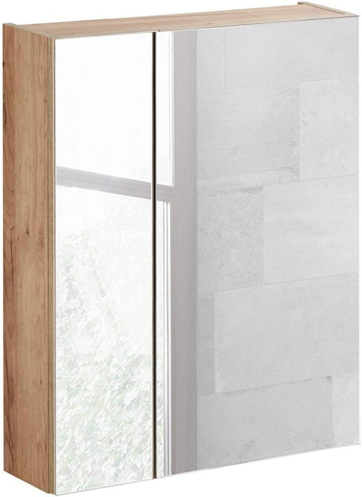 Lomadox Badezimmer Spiegelschrank 60cm in Wotaneiche B/H/T ca. 60/75/16cm, 60 cm Ohne Beleuchtung