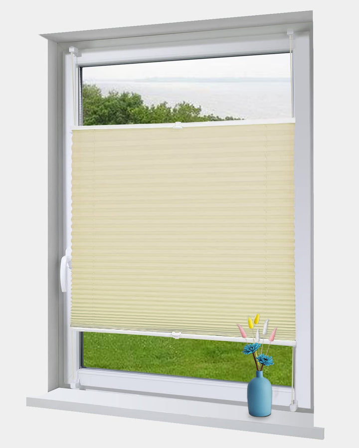 OBdeco Plissee Rollo Klemmfix ohner Bohren lichtdurchlässig Crushed Optik Faltrollo für Fenster und