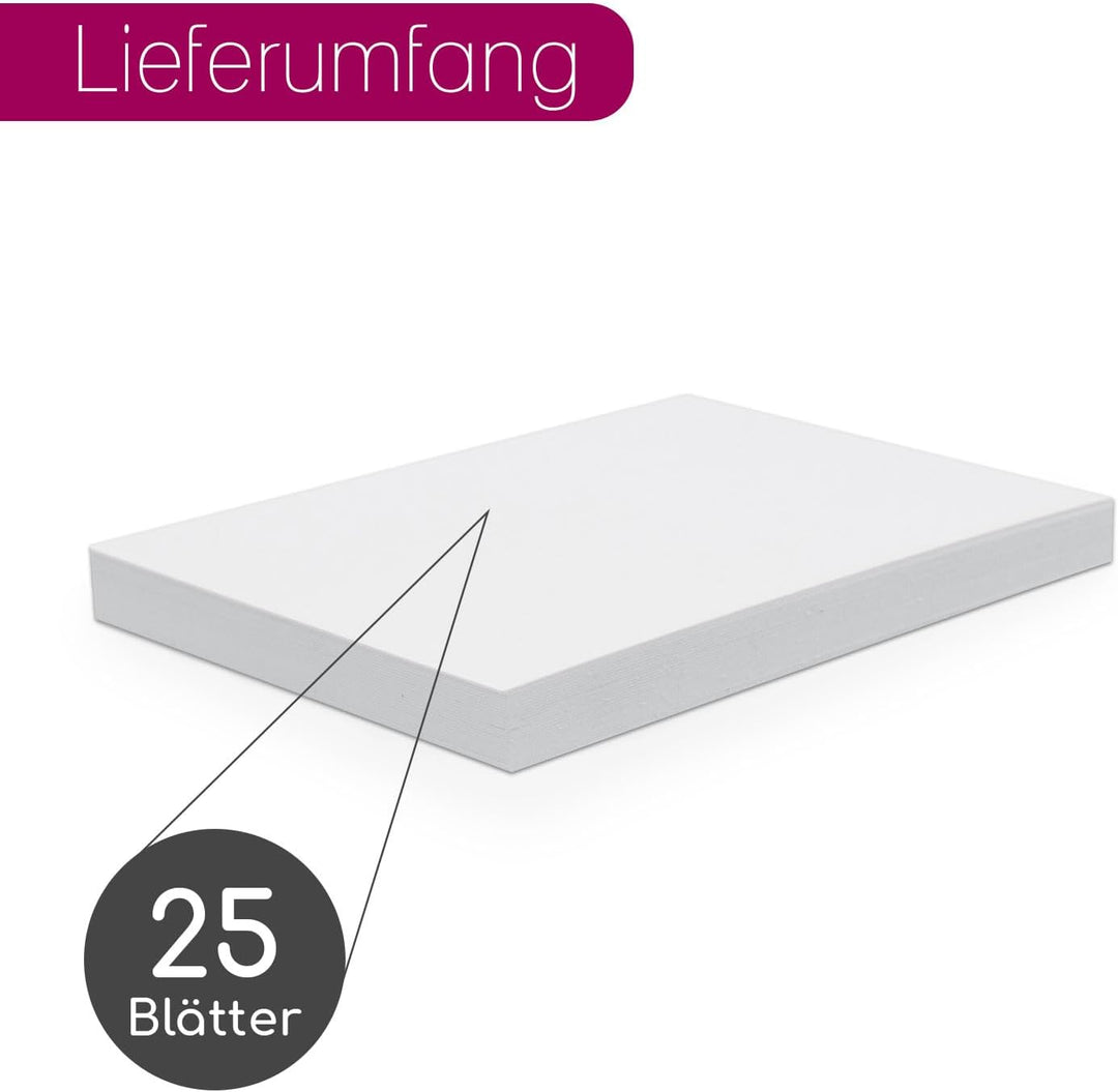 younikat Blanko Papier DIN A2 Weiss - 300g Kartonpapier 25 Blatt I Bastelkarton zum Selbstgestalten