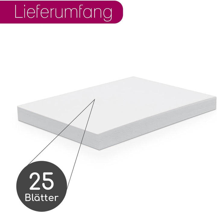 younikat Blanko Papier DIN A2 Weiss - 300g Kartonpapier 25 Blatt I Bastelkarton zum Selbstgestalten