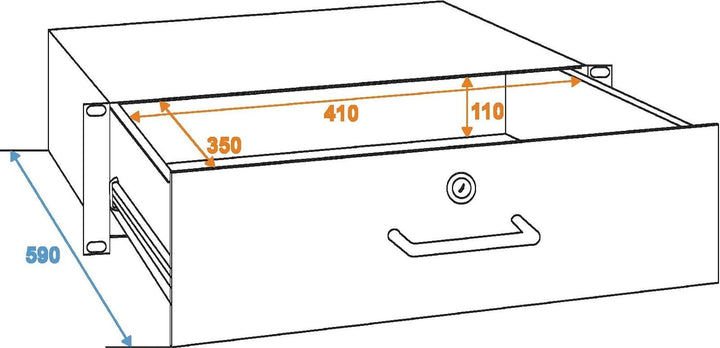 OMNITRONIC Rackschublade mit Schloss 3HE | Abschliessbare Schublade für 19" Racks