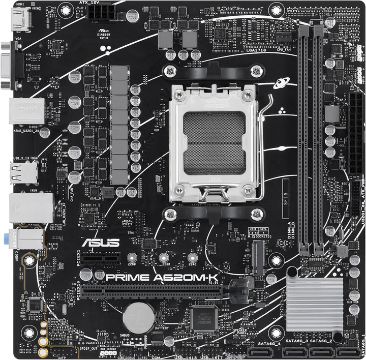 ASUS Prime A620M-K Mainboard Sockel AMD A620 (Ryzen 7000, Micro-ATX, DDR5 Speicher, PCIe 4.0, BIOS F
