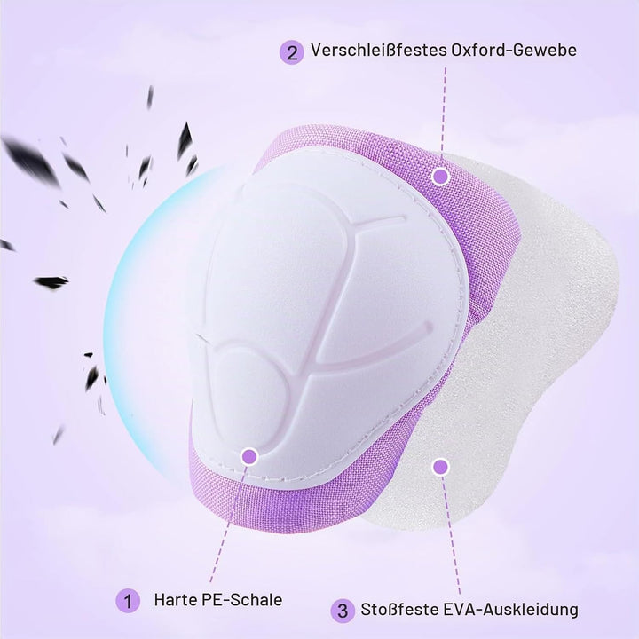 Unicorn Castle Knieschoner Kinder Schoner Set Inliner Schützer 6 in 1 Schutzausrüstung Kinder Ellenb
