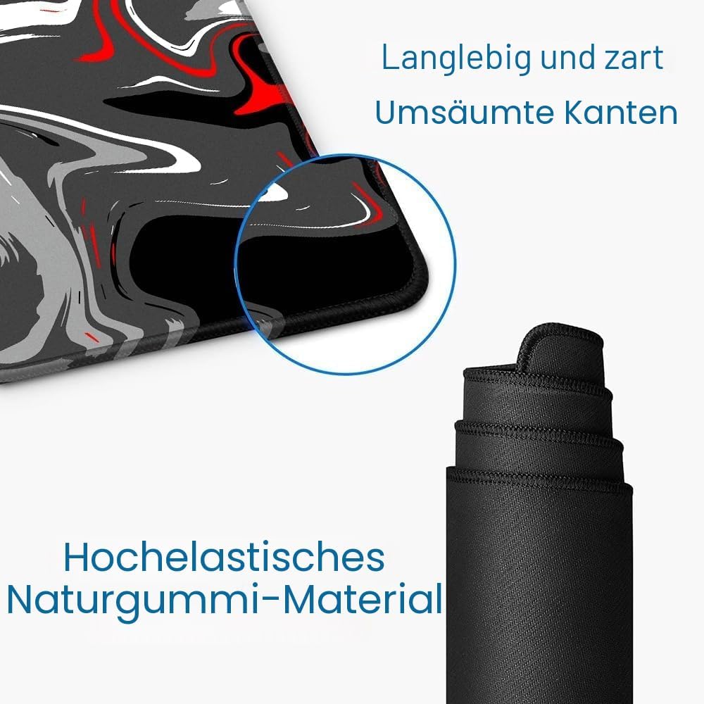 Grosser Mauspad für Schreibtisch - Gaming-Mauspad mit genähten Kanten, Nicht rutschender Unterlage,