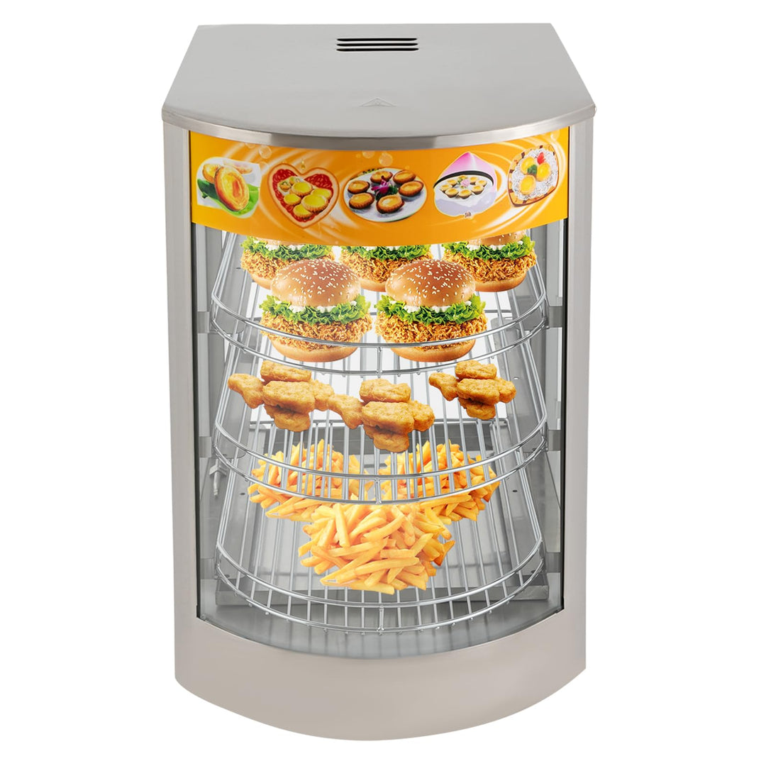 Elektrische Warmhaltevitrine 50L,800W Warmhaltevitrine Speisenwärmer mit 3 Etagen &amp; Innenbeleuchtung