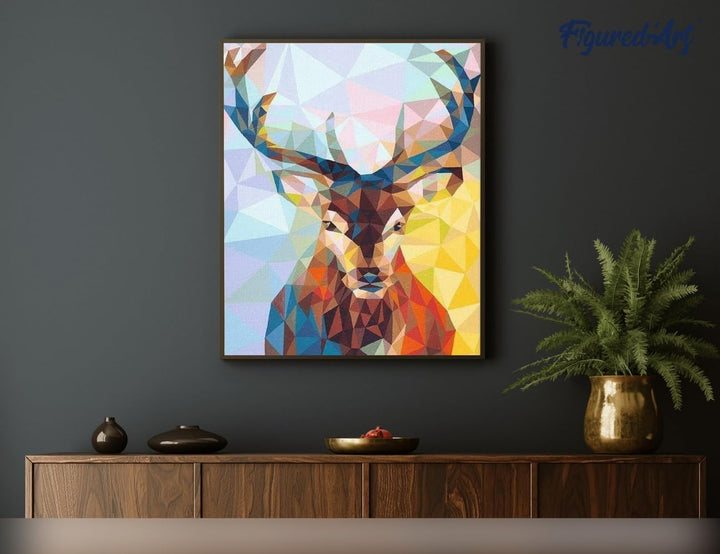 Figured'Art Malen Nach Zahlen Erwachsene Mit Rahmen Modernes Rentier - Paint by Numbers Basteln DIY