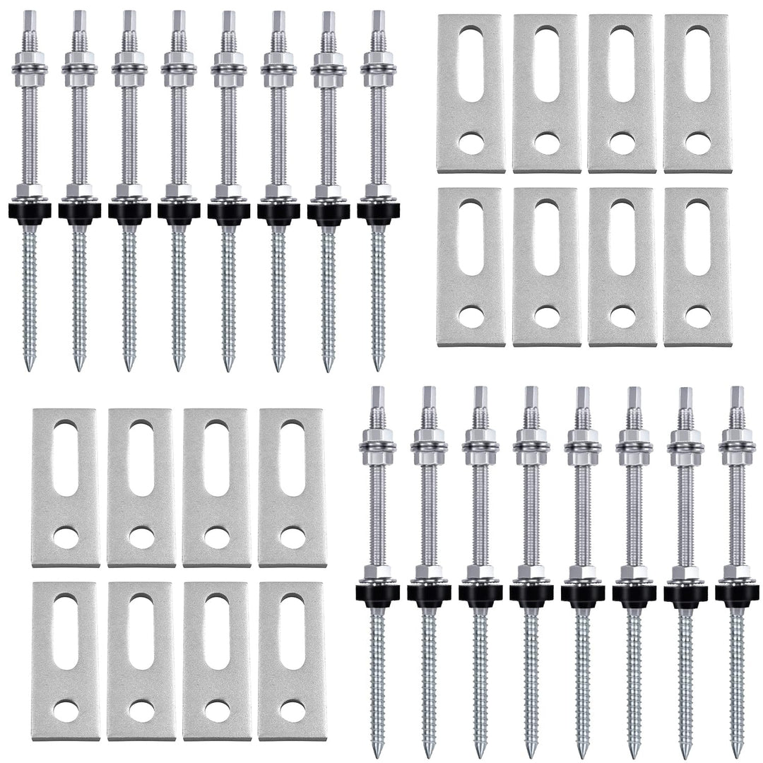 16 Stück Stockschrauben M10 x 200mm, Stockschrauben PV Anlage 304 Edelstahl Dichtung Sperrzahnmutter