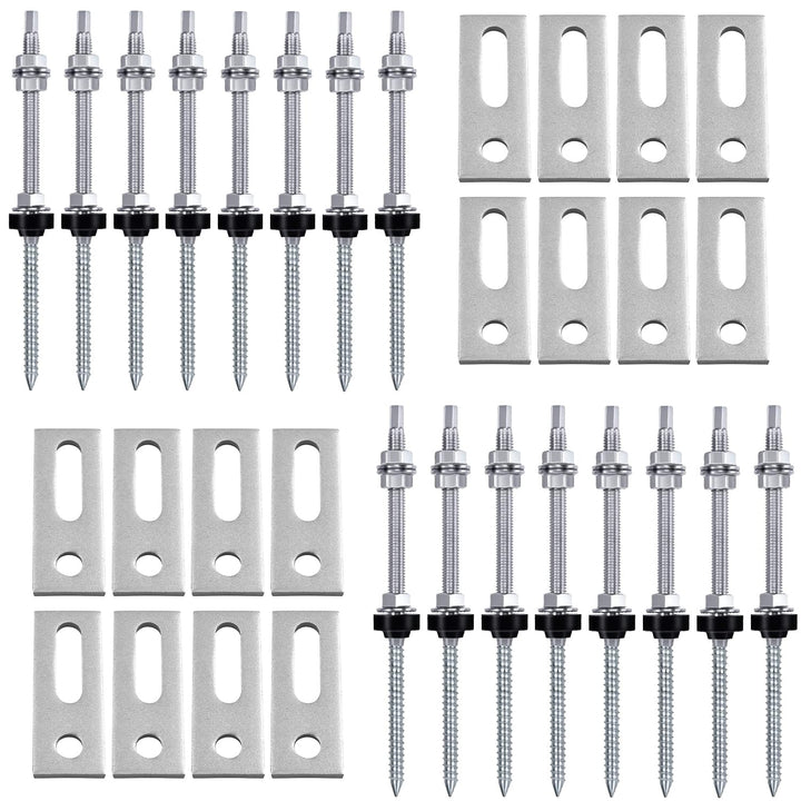 16 Stück Stockschrauben M10 x 200mm, Stockschrauben PV Anlage 304 Edelstahl Dichtung Sperrzahnmutter