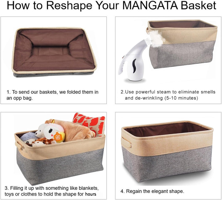 Mangata Canvas Aufbewahrungsbox 4er Set, Faltbare Aufbewahrungskörbe aus Stoff mit Griffen für Schrä