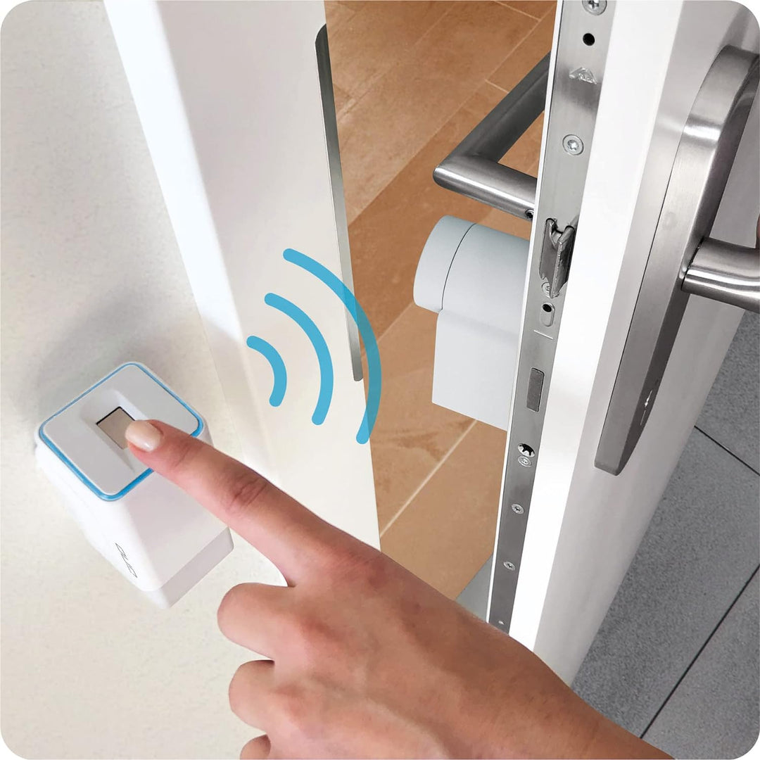 EKEY UNO 200206 Fingerprint mit Akku inkl. Nuki Combo 3.0 (Smart Lock + Bridge) weiss, Akkubetrieben