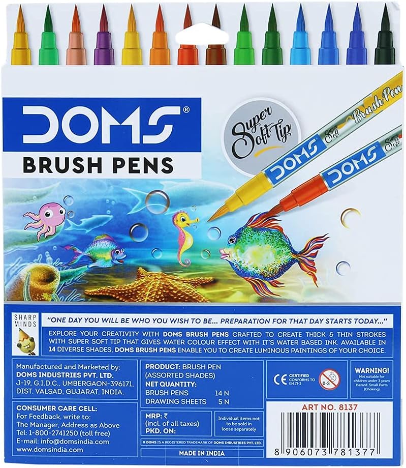 DOMS Ungiftiger Pinselstift in Kartonschachtel (14 verschiedene Farbtöne x 1 Set)