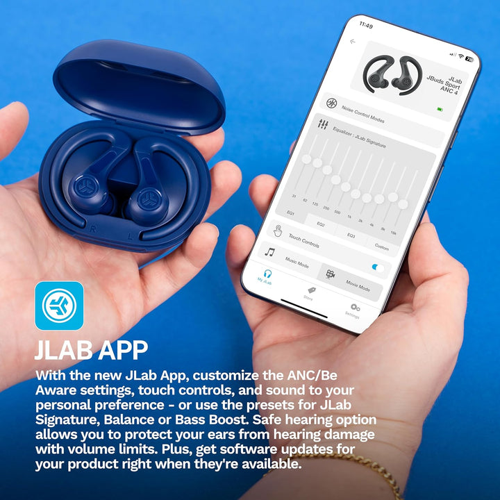 JLab JBuds Air Sport ANC 4 Kopfhörer In Ear, Sportkopfhörer Bluetooth, 60+ Std., Noise Cancelling Tr