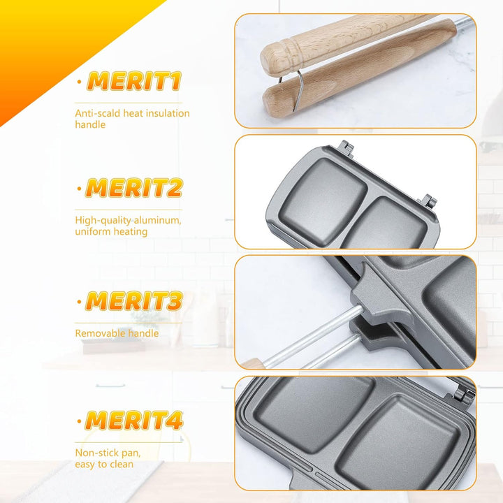 Sandwich Toaster, Sandwichtoaster, Antihaftbeschichteter Sandwich Maker, Doppelseitige Bratpfanne, R