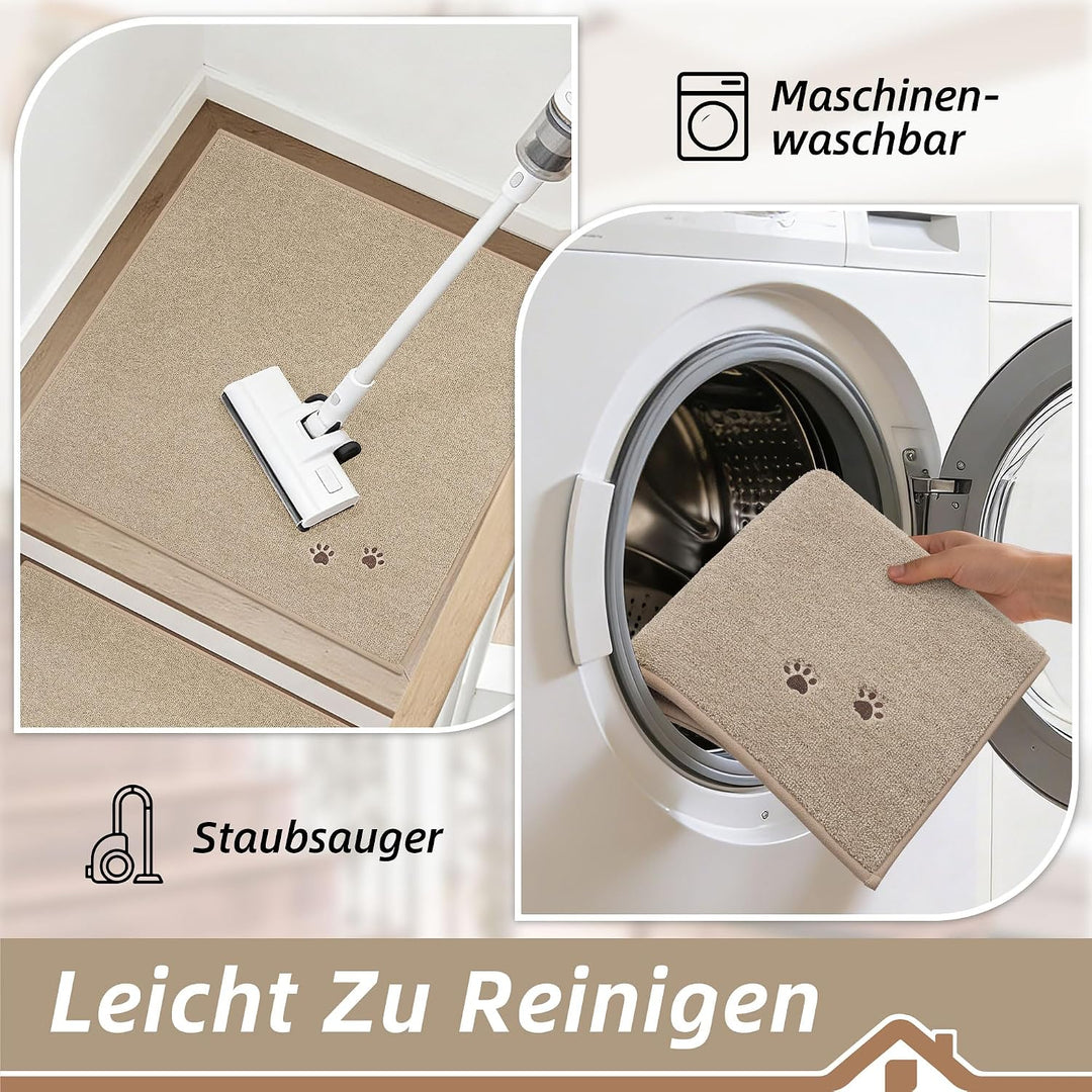 BEQHAUSE Treppeneckmatten Stufenmatten Innen rutschfest, 76X76cm, Beige | Maschinenwaschbare Treppen