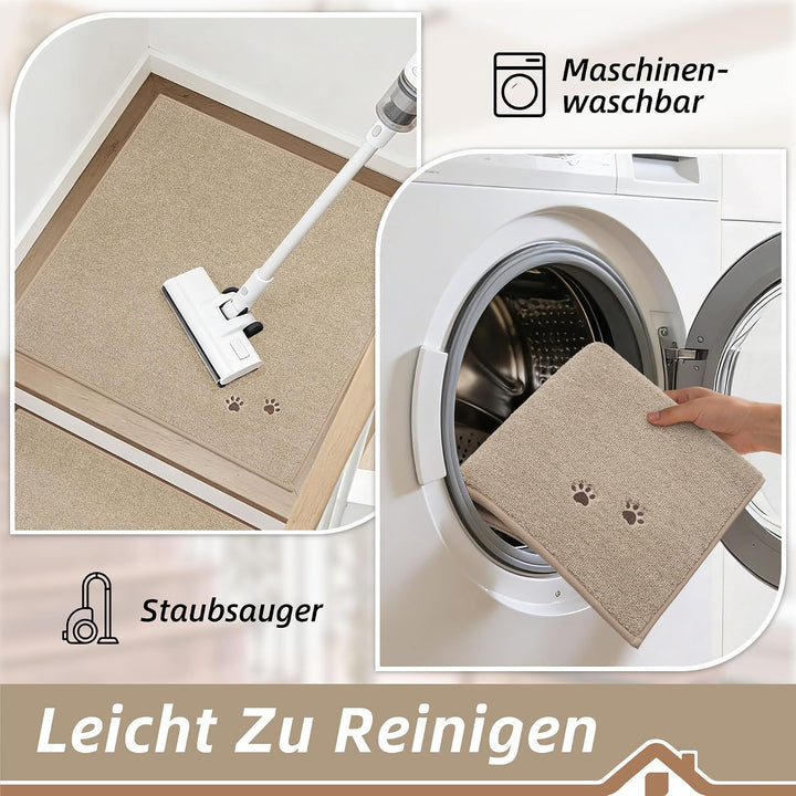BEQHAUSE Treppeneckmatten Stufenmatten Innen rutschfest, 76X76cm, Beige | Maschinenwaschbare Treppen