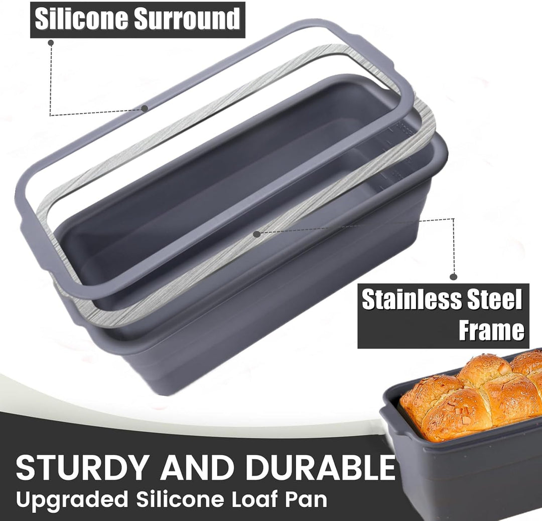 Gross Brotbackform, Faltbare Toast Form mit Deckel, verstärkter Griff, Silikonform, Backformen Kaste