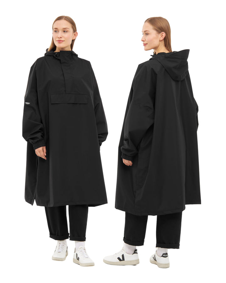LARKSON Regenponcho Damen Herren – Lykke Einheitsgrösse Schwarz, Einheitsgrösse Schwarz
