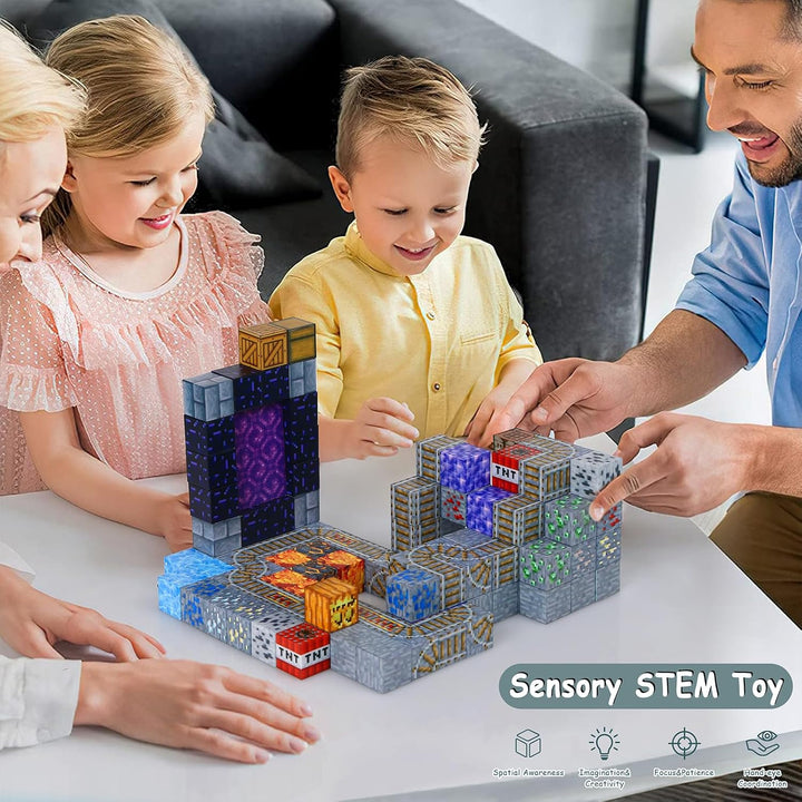 Welmay Magnetische Bausteine, 100PCS Magnetbausteine für Kinder, Montessori Magnetische Spielzeug ab