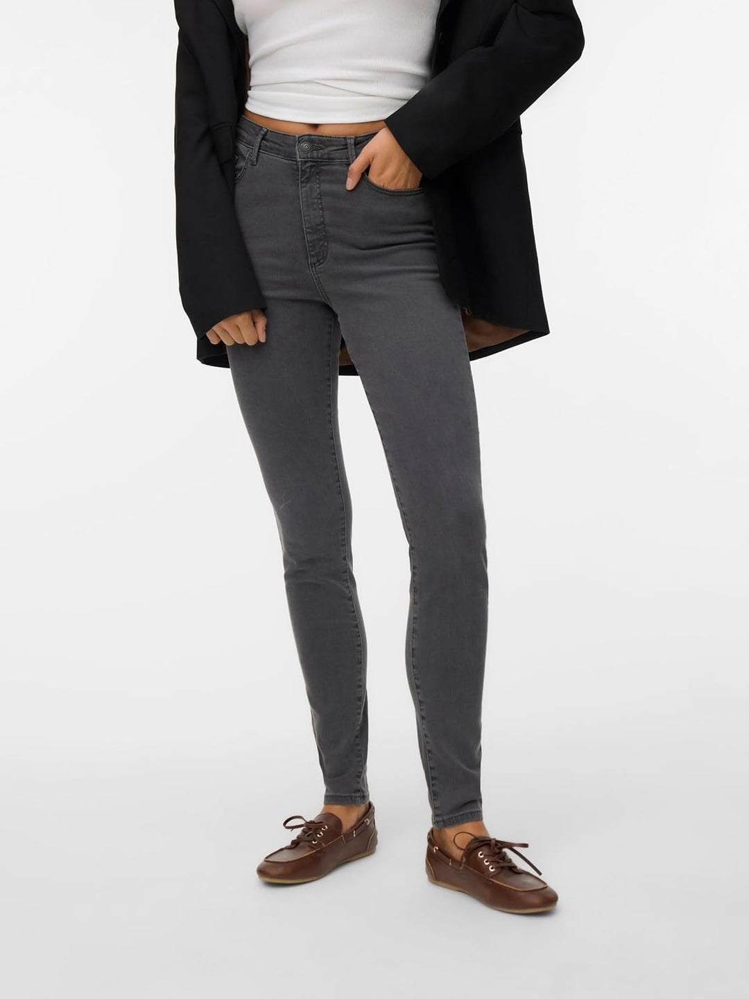 VERO MODA Female Skinny Jeans VMSOPHIA Hohe Taille Skinny Fit Jeans S / 30L Dark Grey Denim, S / 30L