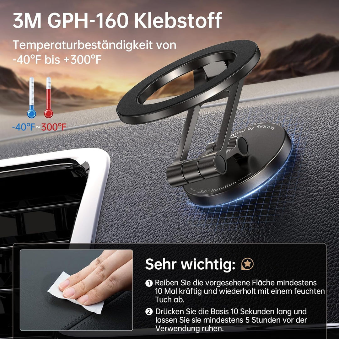 SYNCWIRE Handyhalterung Auto für MagSafe Autohalterung Starker Magnet[Faltbar & Vollmetall] Magnetis
