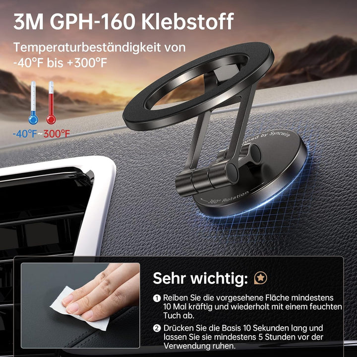 SYNCWIRE Handyhalterung Auto für MagSafe Autohalterung Starker Magnet[Faltbar & Vollmetall] Magnetis