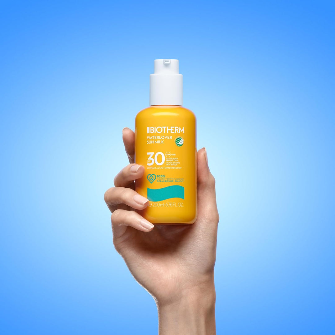 Biotherm Waterlover Sonnenmilch LSF 30, feuchtigkeitsspendende Sonnenschutzmilch für umfassenden Sch