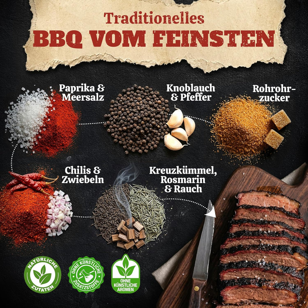 Foodico Smoky BBQ Rub 750g | Traditionell Herzhafte Gewürzmischung | Rauchig & Rustikal | Profi BBQ-