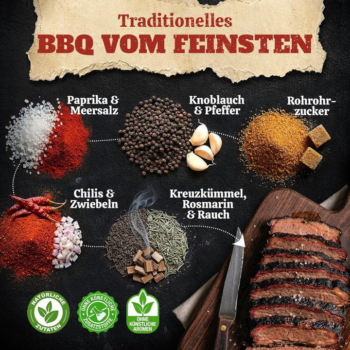 Foodico Smoky BBQ Rub 750g | Traditionell Herzhafte Gewürzmischung | Rauchig & Rustikal | Profi BBQ-