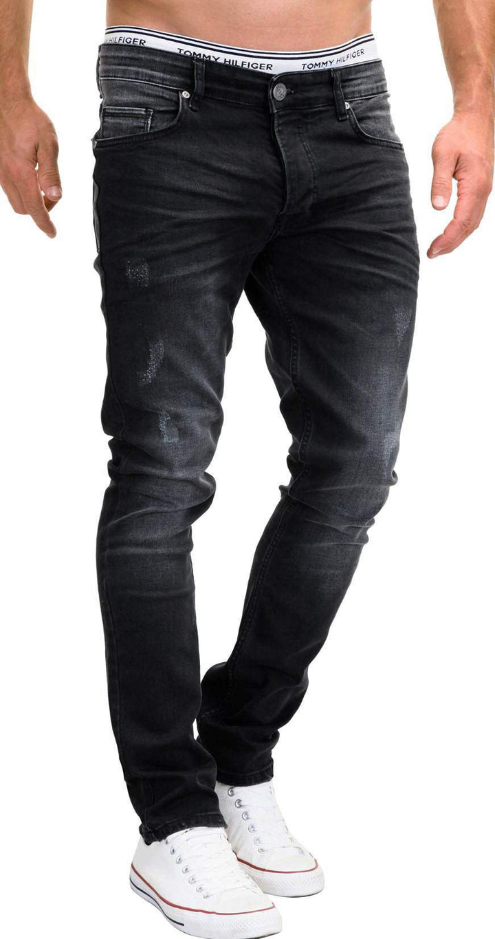 MERISH Jeans Herren Destroyed Hose Jeanshose Slim Fit Männer Denim 2081-1001 32W / 32L 505-2 Anthraz