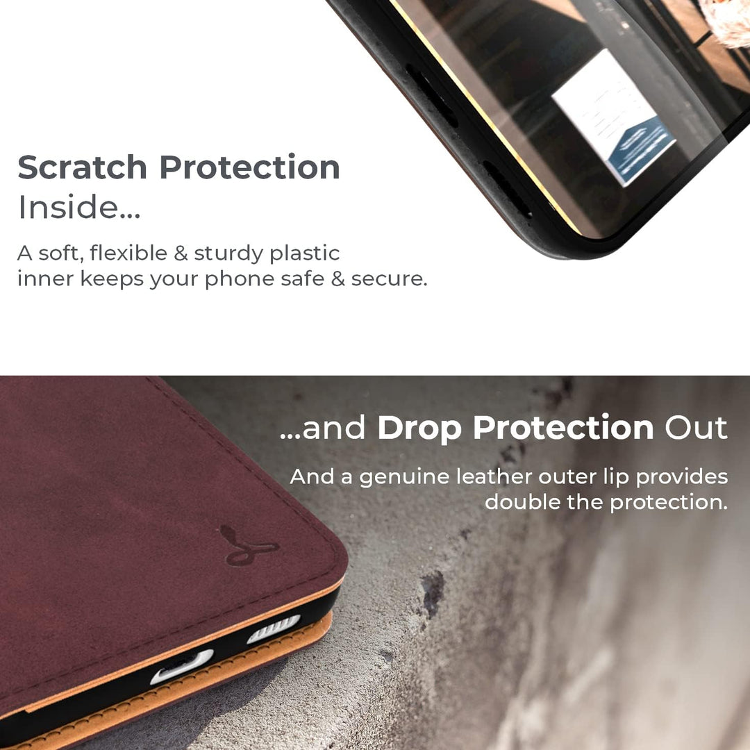 Snakehive Galaxy S21 FE 5G Hülle Leder | Stylische Handyhülle mit Kartenhalter & Standfuss | Handyhü