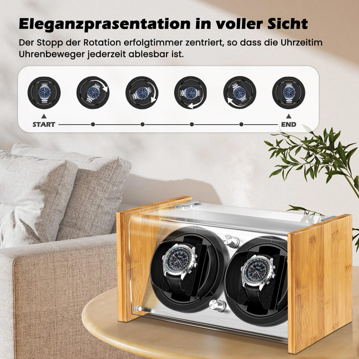 Watch Winder Smith Uhrenbeweger aus Bambusholz für 2 grossen Herren