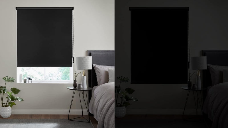 OBdeco Verdunkelungsrollo Thermorollo 110x160cm Schwarz ohne Bohren mit gleichfarbige Beschichtung O