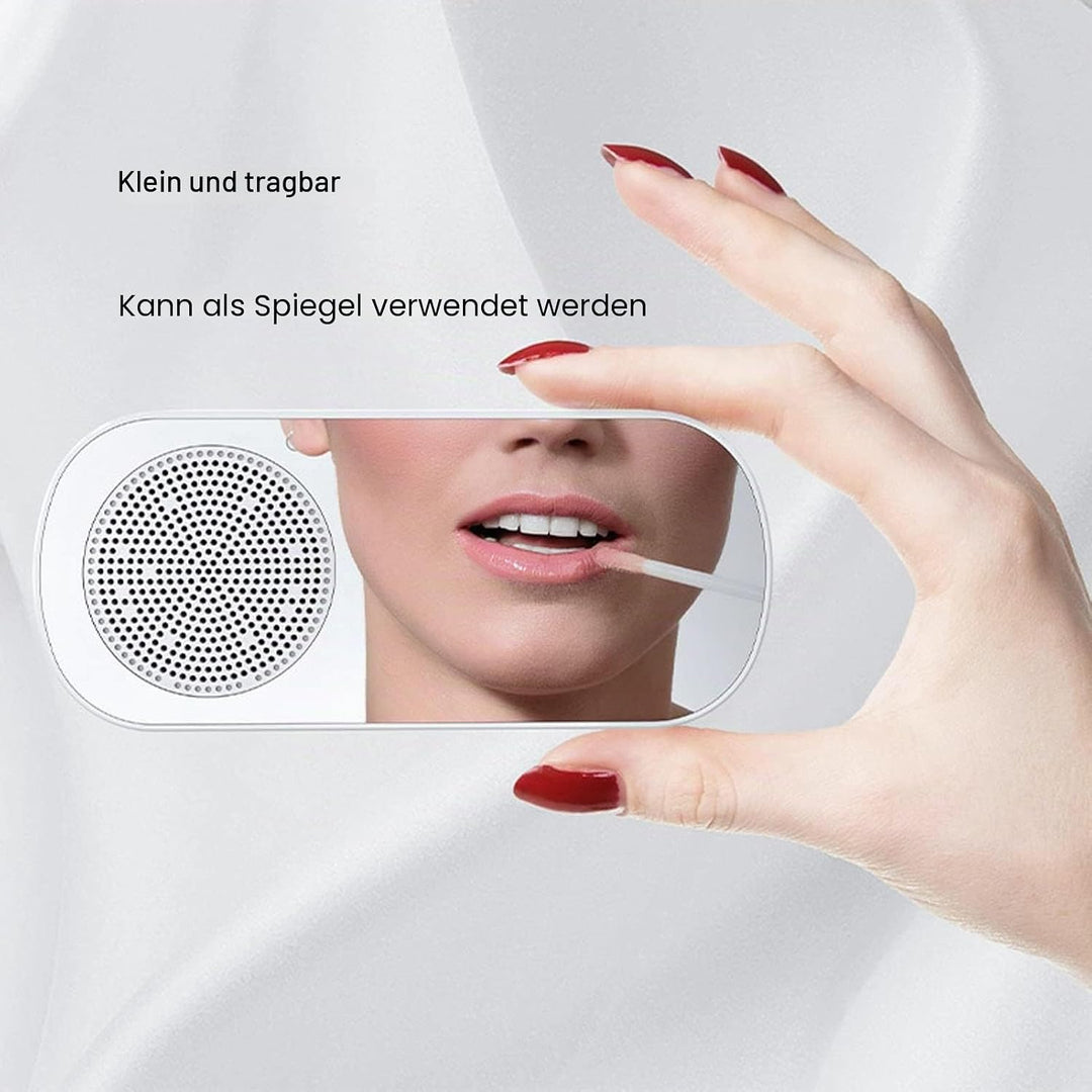 Digitaler Radiowecker, Lautsprecher-Spiegeluhr, HIFI-FM-Radio, Wiederaufladbare Bluetooth 5.0-Lautsp