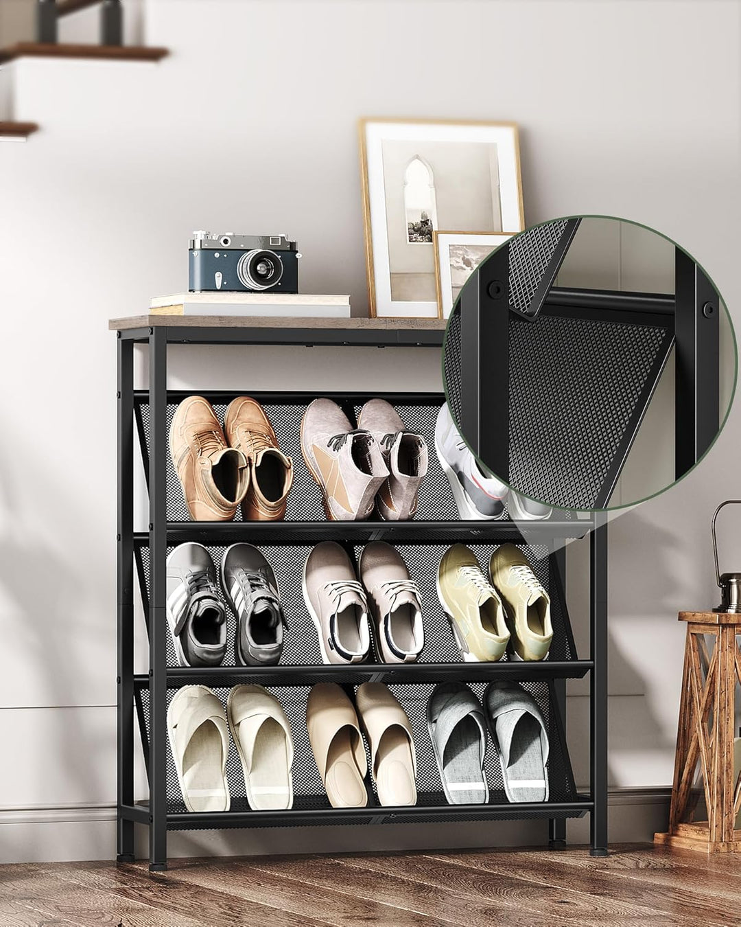 Schuhregal, 4-stufige Schuhablage, Schuhschrank schmal, Schuhständer, Schuhaufbewahrung, Schuh-Organ
