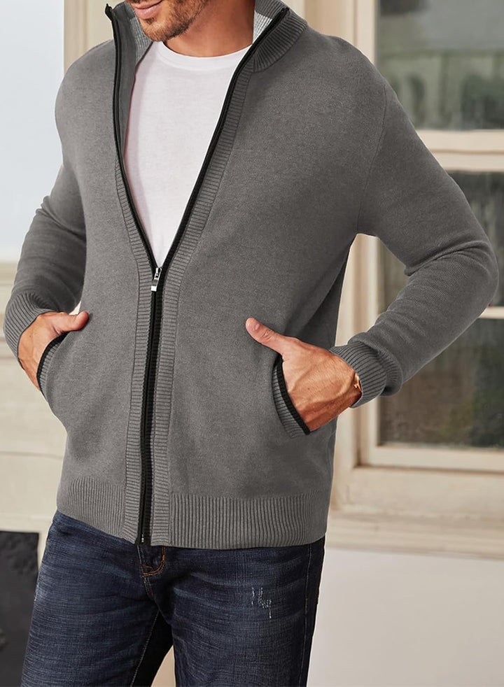 JMIERR Strickjacke Herren Cardigan Fleecejacke Sweatjacke Trachtenjacke Gestrickt Wintermantel mit R