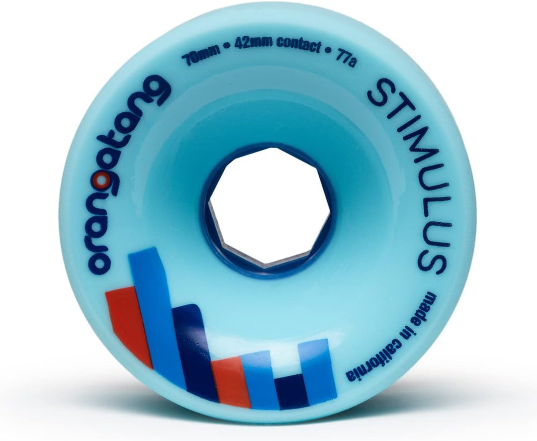 Orangatang Stimulus 70 mm Freeride Longboard Skateboard Wheels (Set of 4) Blau, 77a, Blau, 77a