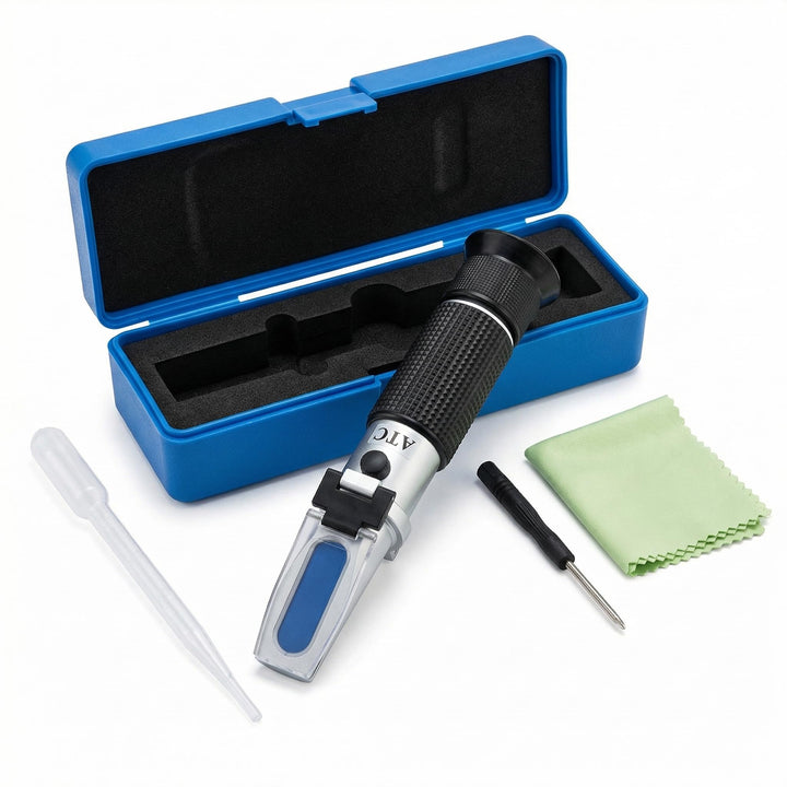 QWORK® Imker Refraktometer, mit automatischer Temperaturkompensation, Brix 0-32%, Handrefraktometer