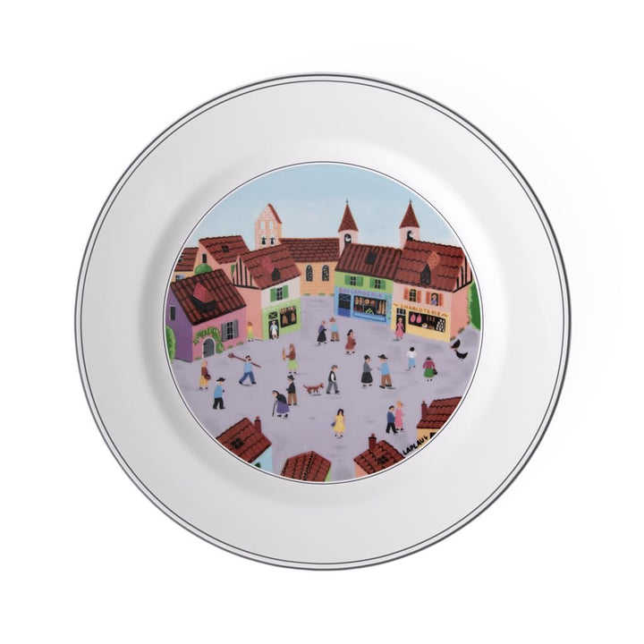 Villeroy und Boch Design Naif Speiseteller Dorf, Premium Porzellan Speiseteller 27 cm Dorf, Speisete