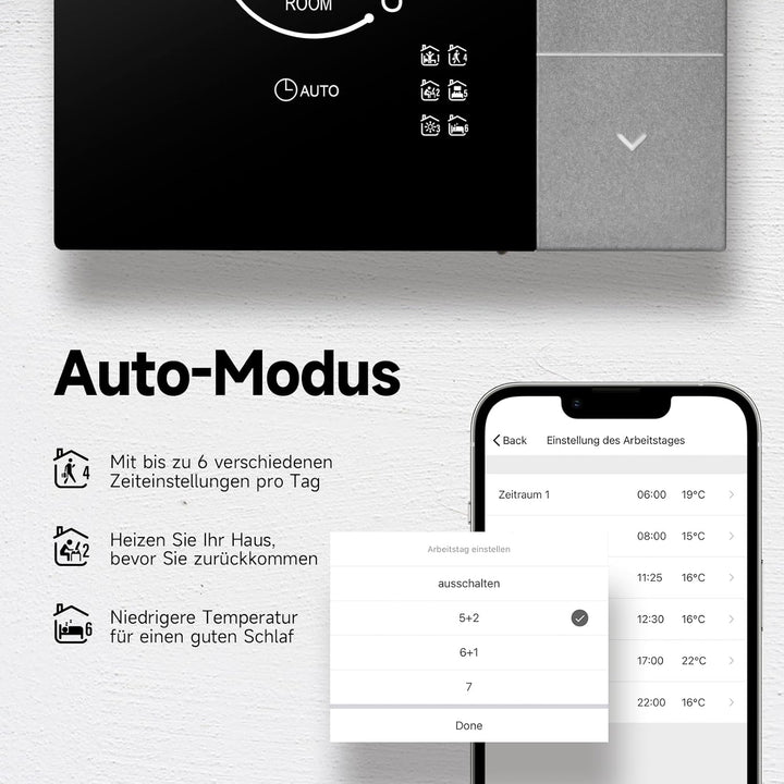 Beok Thermostat Fussbodenheizung Smart, Wifi Raumthermostat Digital für Wasser Fussbodenheizung WLAN