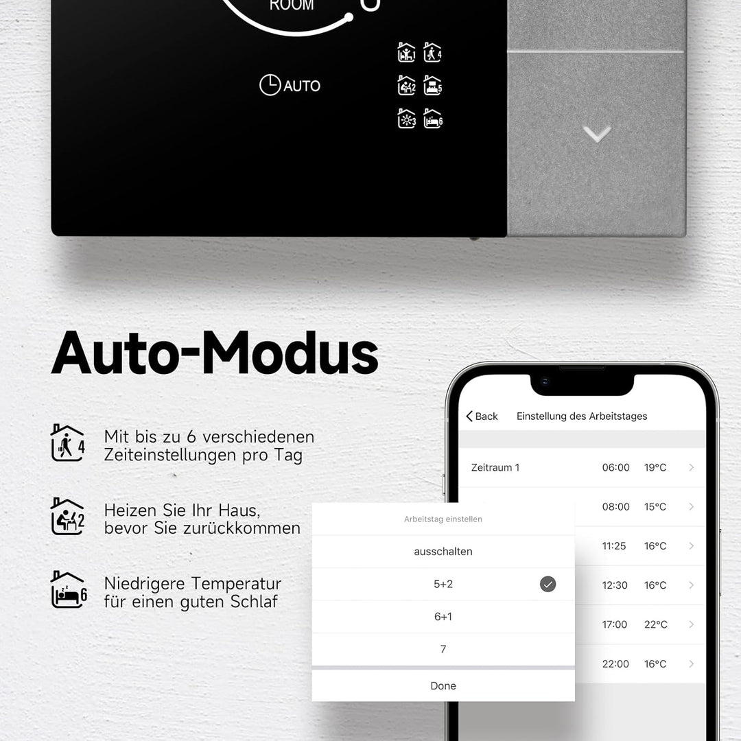 Beok Thermostat Fussbodenheizung WiFi, Smart Raumthermostat Thermostate Heizung Digital für Elektris