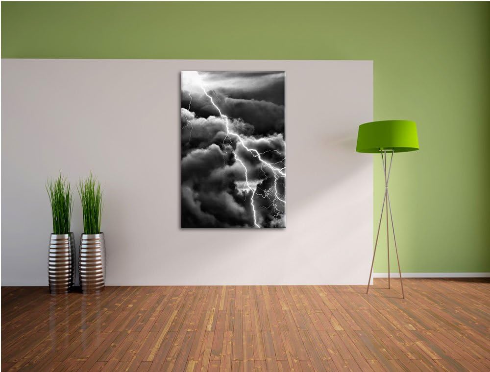 Pixxprint Blitze am Himmel als Leinwandbild/Grösse: 100x70 / Wandbild/Kunstdruck/fertig bespannt, 10