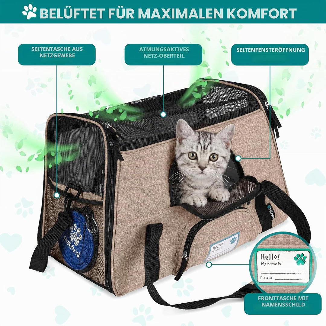 PetAmi Premium Fluggesellschaften zugelassene weiche HaustierReisetasche | belüftetes, komfortables