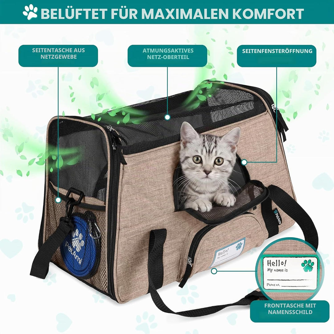 PetAmi Premium Fluggesellschaften zugelassene weiche HaustierReisetasche | belüftetes, komfortables