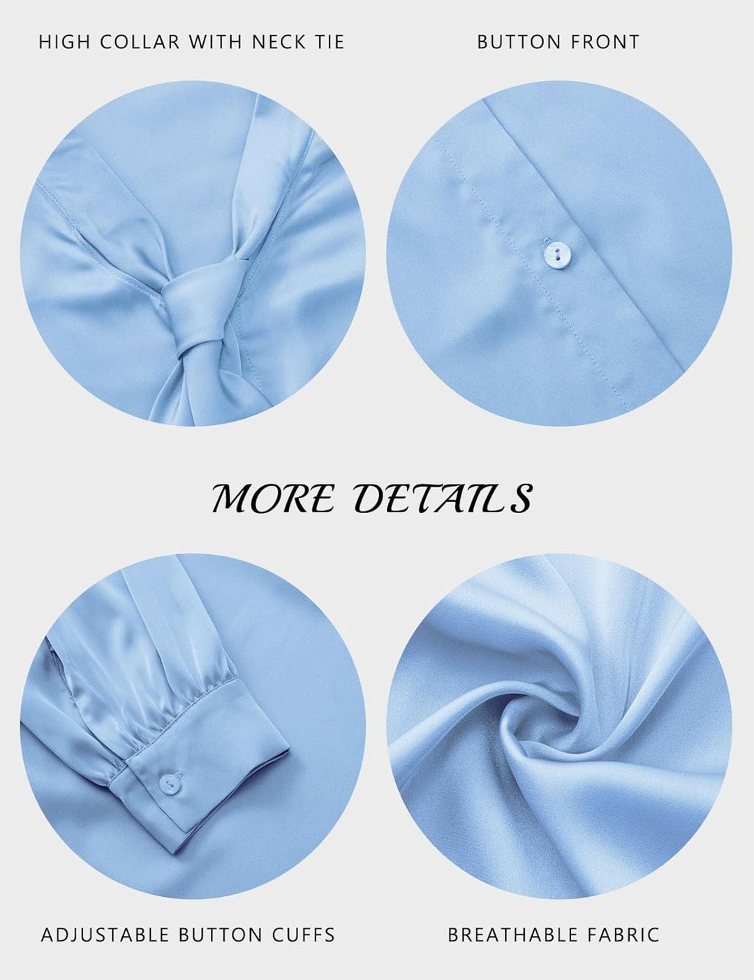 Tapata Bluse Damen Elegant Satin Button Down Hemd mit Schleife Female Hemdblus Langarm Business Lang