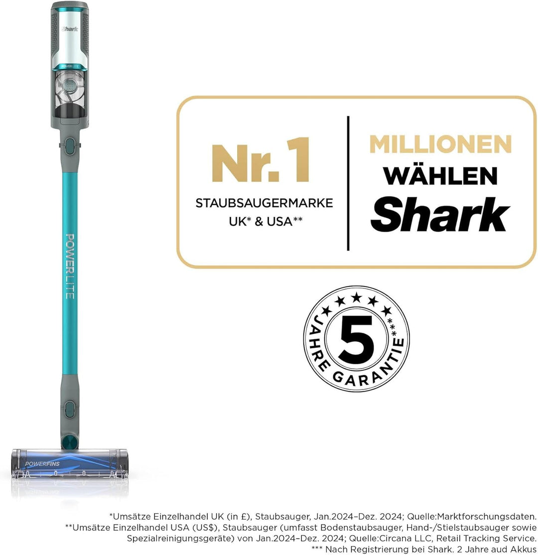 Shark PowerLite Akku-Staubsauger, einfache Reinigung auf verschiedenen Oberflächen, Aufbewahrungscli