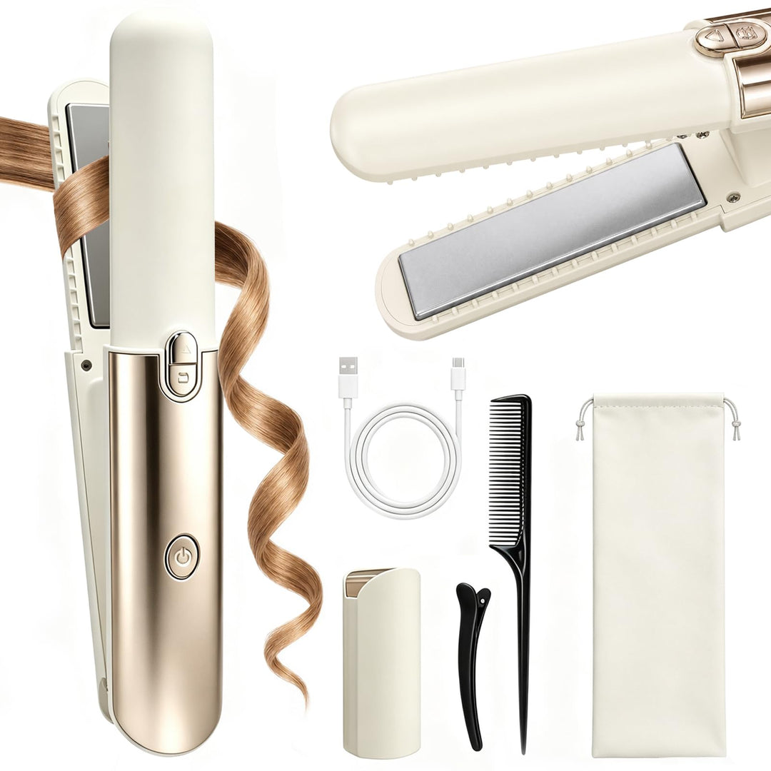 Glätteisen Mini Kabellos 5000mAh Akku, 2 in 1 Glätteisen Locken und Glätten | Reiseglätteisen Mini f